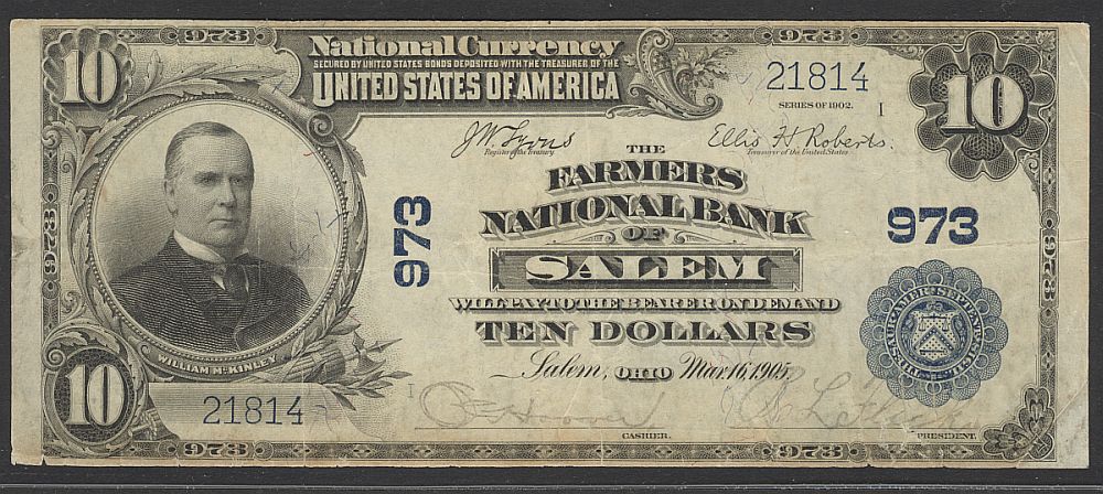 Salem, OH, Ch. #973, 1902PB $10, 21814, PCGS-25a